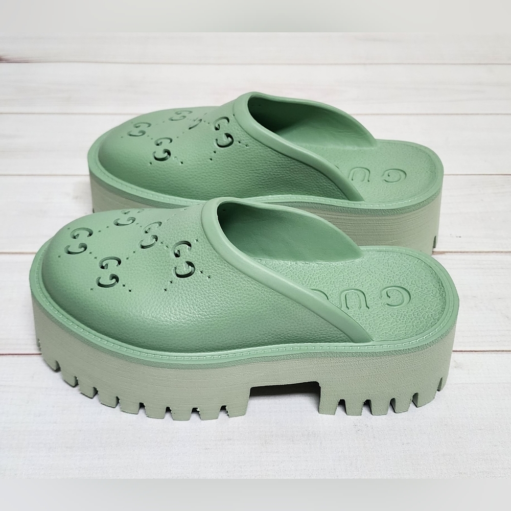 Gucci Mint Green Platform Clogs - image 4